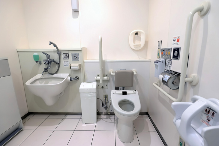 This is a barrier-free toilets (multi-purpose/multi-functional toilets) in Japan.